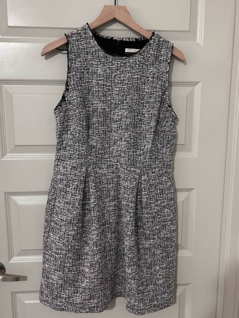 Loft Black & White Tweed Sheath Dress